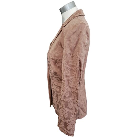 L'AGENCE brocade jacquard golden brown caramel single breasted blazer jacket 2 - Picture 2 of 5